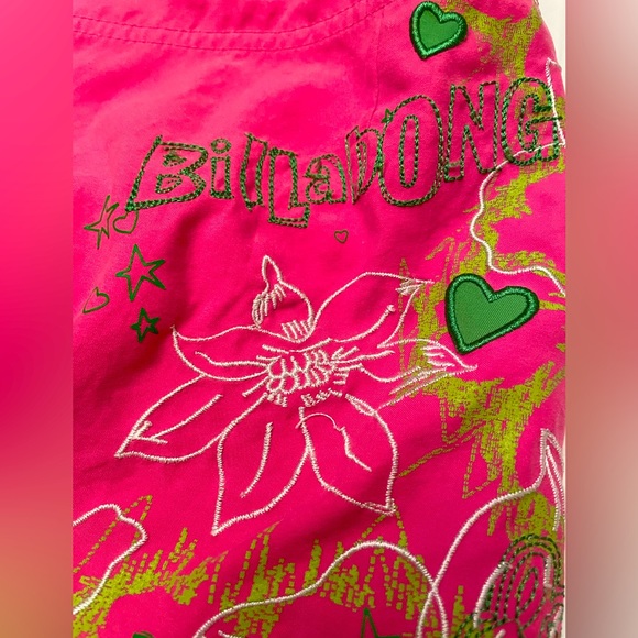 Billabong Size 7 Board shorts in hot pink with embroidered floral accents. - Picture 3 of 9